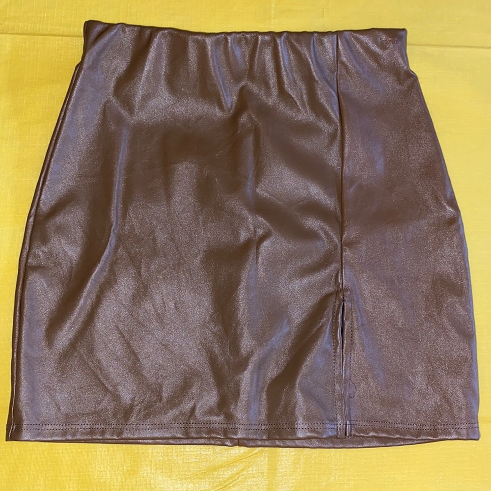Brown leather like skirt from Better Be